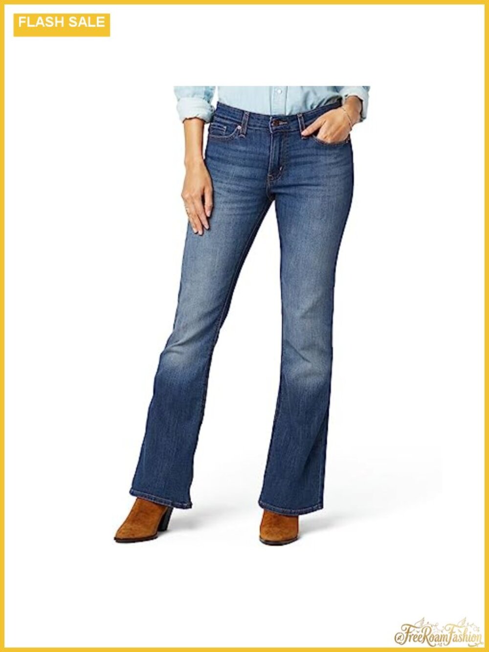 Women's Mid Rise True Boot Jeans Stretch Denim Boot Cut